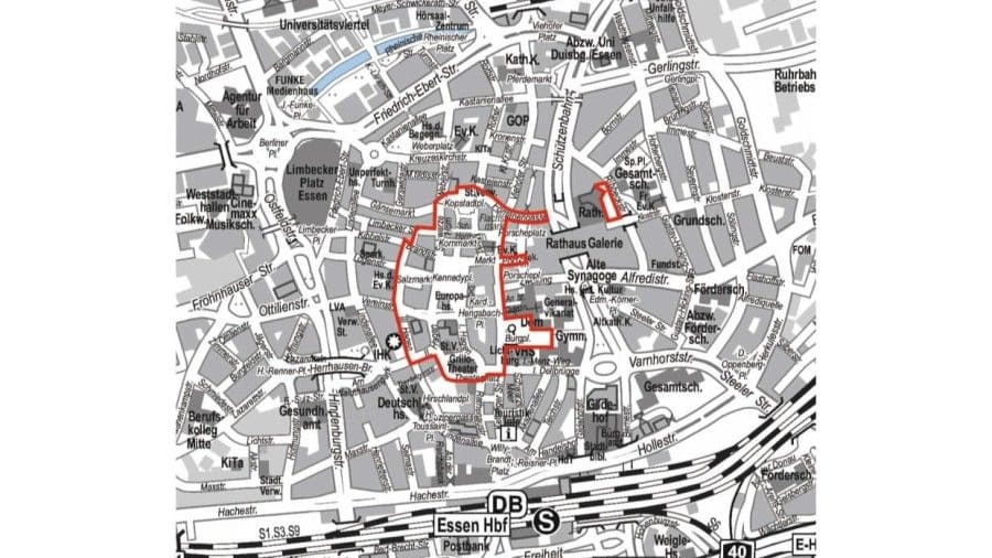 Blick auf das Stadtfestival Essen Original mit Menschenmenge und Bühnen