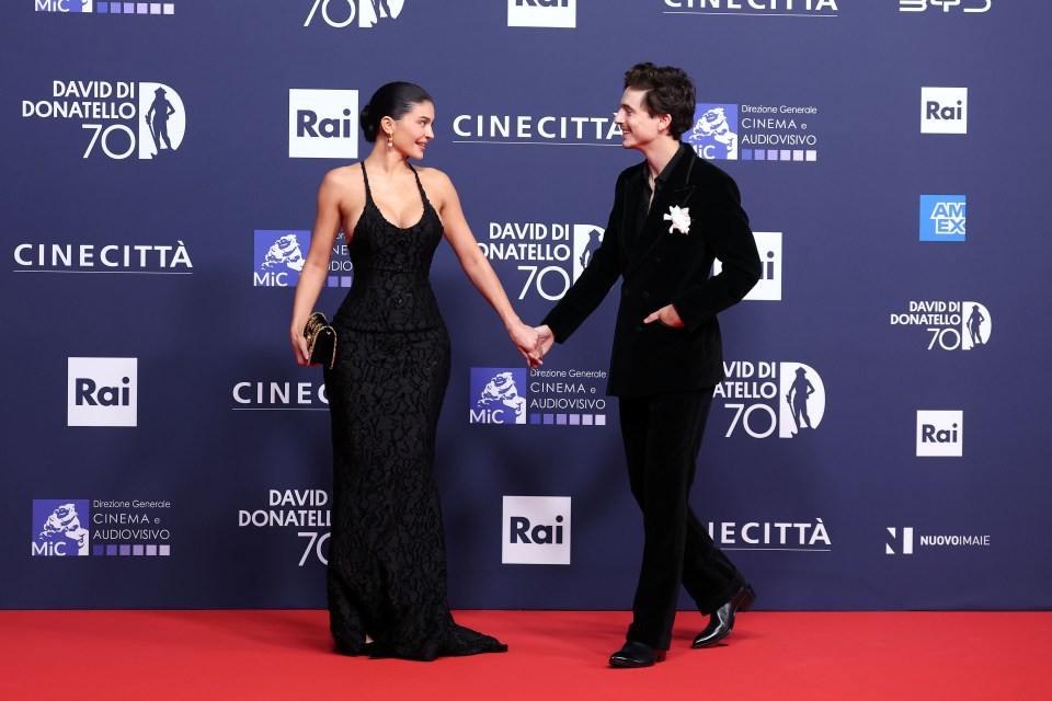 Timothée Chalamet and Kylie Jenner attend the 70th David di Donatello Awards