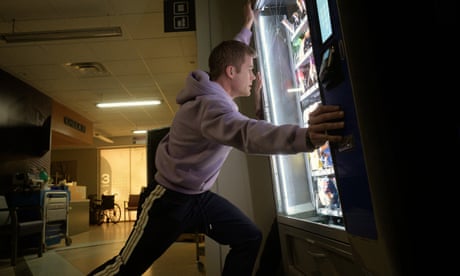 Still from hurry up tomorrow film showing suspenseful scene