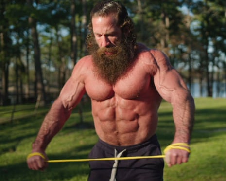 Brian Johnson, known as the Liver King, eating raw meat