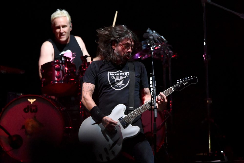 Foo Fighters band performing on stage with Josh Freese on drums