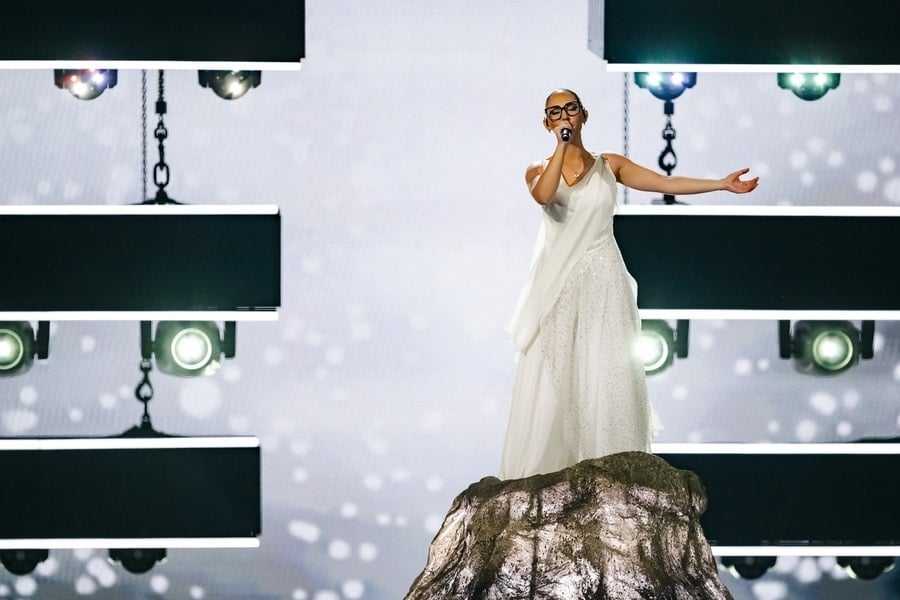Klavdia performing at Eurovision 2025 with "Asteromata"